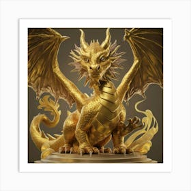 Golden Dragon Statue Art Print