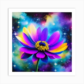 Purple Flower With Stars Art Print