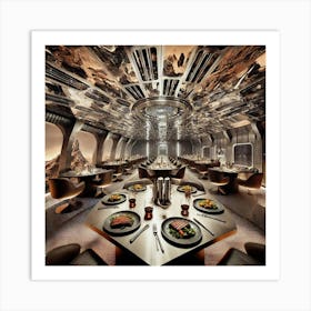 A Futuristic Dining Area Called The Iron Dome In Art Print