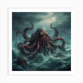 Kraken Monster in the Sea Art Print