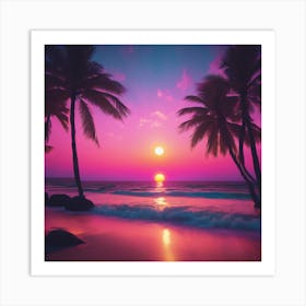 Beach At Sunset Art Print