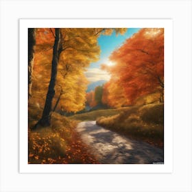 Autumn Road Art Print