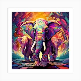 Maraclemente 3d Elephants Vibrant Colors 43 Chibi Style No Nega 88e490b8 7a57 46a1 87cd B0fa043c71a2 Art Print