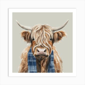 Watercolour Highland Cow Gordon Art Print