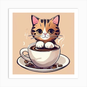 amine Cat In A Cup Of Coffee Affiche