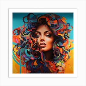 Woman With Colorful Hair Art Print