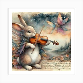 A bunny playing the violin Art Print