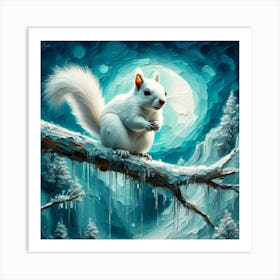 White Squirrel In The Snow Art Print