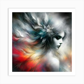 Girl With Feathers 1 Art Print