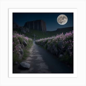 Full Moon In The Mountains Art Print