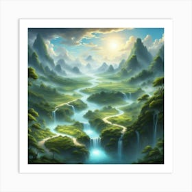 Waterfall In The Forest 81 Art Print