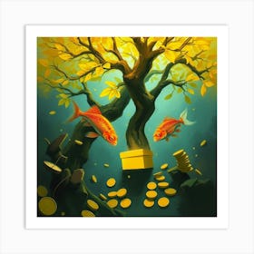 Gold Fish In A Tree 1 Affiche