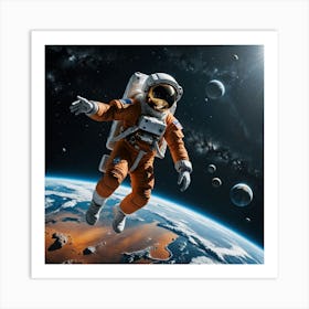 Exploring Astronaut In Space Art Print