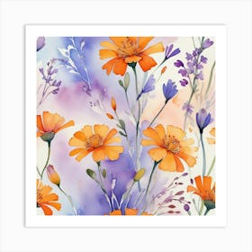 Watercolor Floral Pattern Art Print