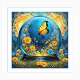 Butterfly In A Glass Globe Art Print