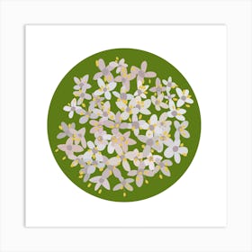  Green Circle with Flowers Art Print