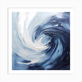Ephemeral Elegance: Navy Blue Watercolour Whispers Art Print