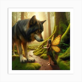 The Wolf And The Fairy 2 Art Print