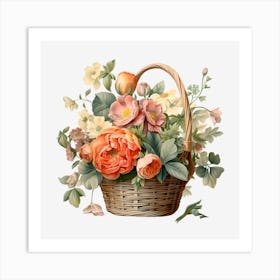 Basket Of Flowers 6 Art Print