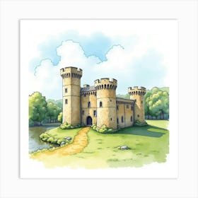 Watercolor Of The Farleigh Hungerford Castle In Somerset, Capturing Its Medieval Architecture And Scenic Landscape Art Print