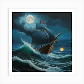 Ship At Sea Art Print