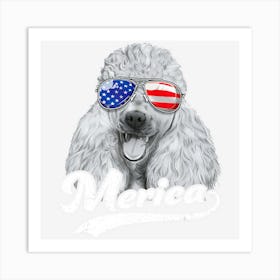 Hot Trend Merica Poodle Usa American Flag Sunglasses Art Print