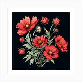 Red Cosmos 1 Art Print