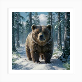 Bear In The Snow Art Print