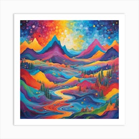 Rainbow Mountains Art Print