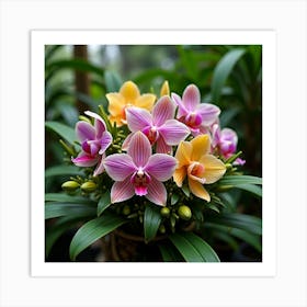 A Beautiful Arrangement Of Wild Orchids In A Tropical Setting 4 Art Print