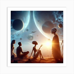 Human Meets Aliens 3 Art Print