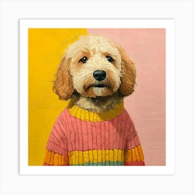 Goldendoodle Yellow And Pink 2 Art Print