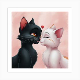 Kissing Cats Art Print