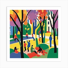 Urban Park Scene in Style of Matisse 1 Art Print