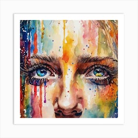 Watercolor Of A Woman'S Face 4 Art Print