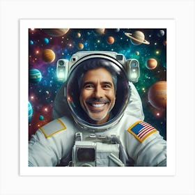 A Man Flying In Space Art Print