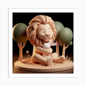 Lion And Rabbit Art Print