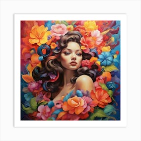 Woman With Flowers 2 Art Print