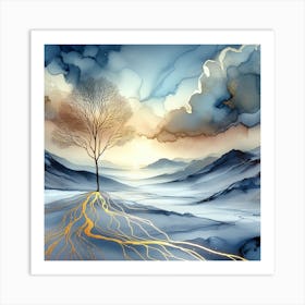 Lone Tree In The Snow 1 Art Print