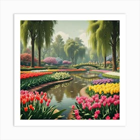 Tulips In The Garden Art Print