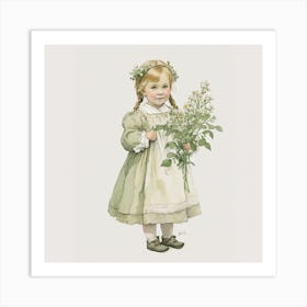 Little Girl With Flowers 7 Art Print