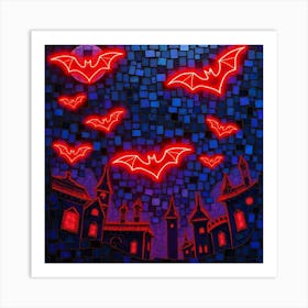 Halloween Background With Bats Art Print