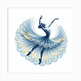 Ballerina Blue Motion Art Print