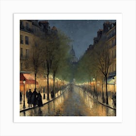 Boulevard Montmartre At Night 2 Art Print