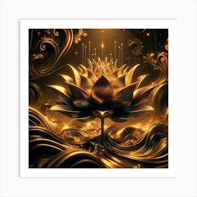 Golden Lotus 1 Art Print