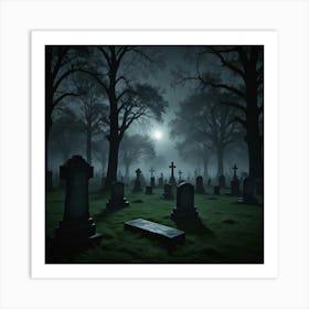 Graveyard At Night 11 Art Print