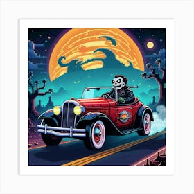 Skeleton In A Car 2 Art Print