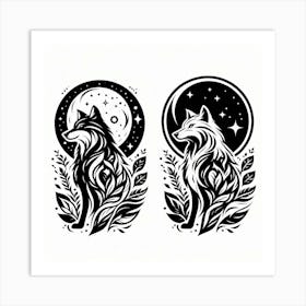 Moon And Wolf Art Print