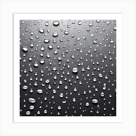 Rain Drops On A Black Surface Art Print