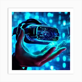 Virtual Reality Interface Headset Resting On An Opened Palmed Hand Futuristic Holographic Displays 707590057 (1) Art Print